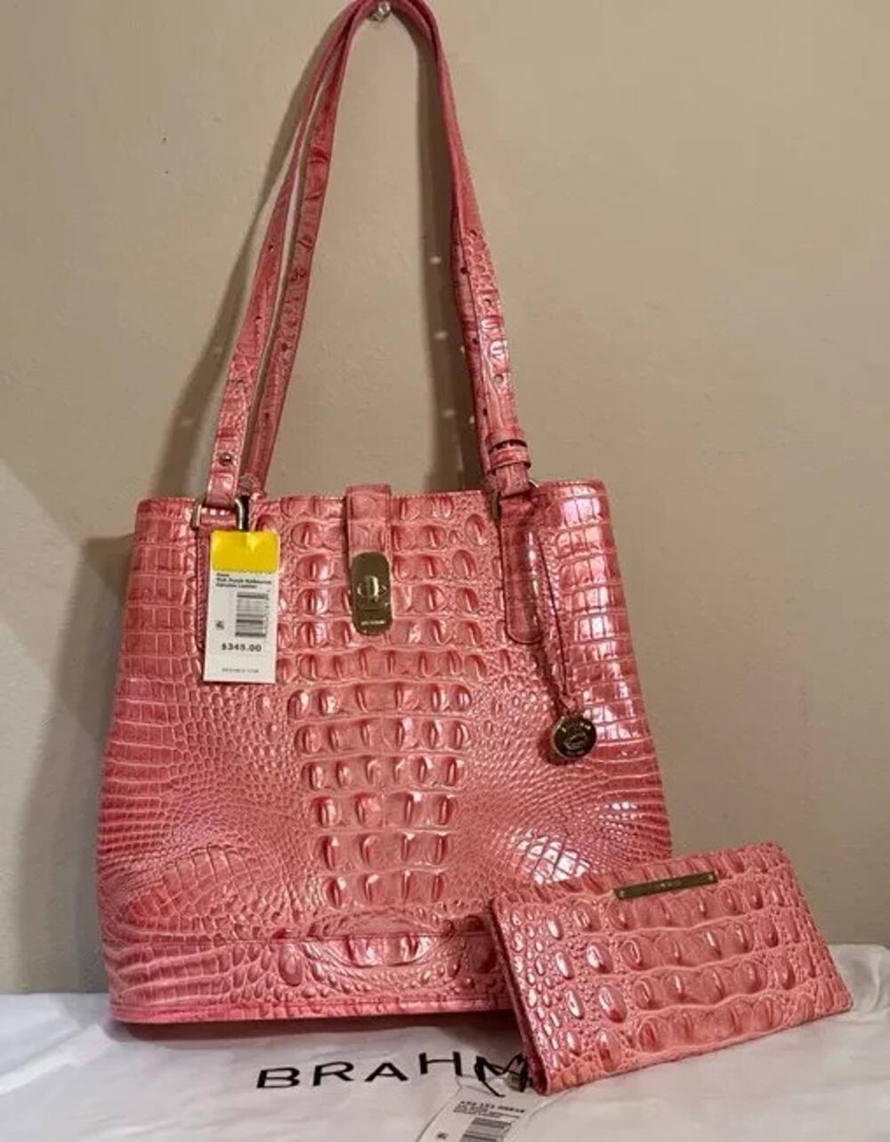 Brahmin Fiora Melbourne Embossed Leather Shoulder Bag and wallet RED DRAGON
